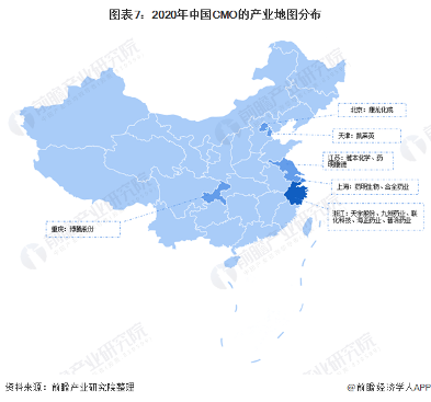 图表7：2020年中国CMO的产业地图分布