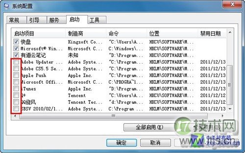 Msconfig关闭Windows 7开机启动项的方法