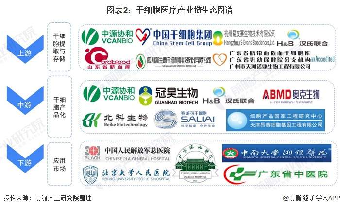 图表2：干细胞医疗产业链生态图谱