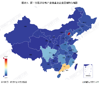 图表3：第三方医学诊断产业链重点企业区域热力地图