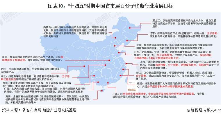 图表10:“十四五”时期中国省市层面分子诊断行业发展目标