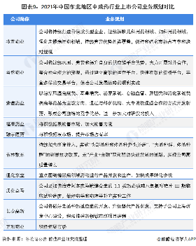 图表9：2021年中国东北地区中成药行业上市公司业务规划对比