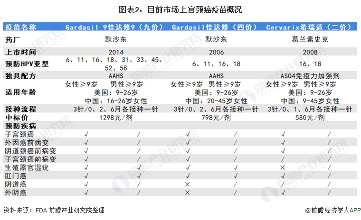 图表2：目前市场上宫颈癌疫苗概况