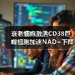 衰老细胞激活CD38巨噬细胞加速NAD+下降的机制（图2）